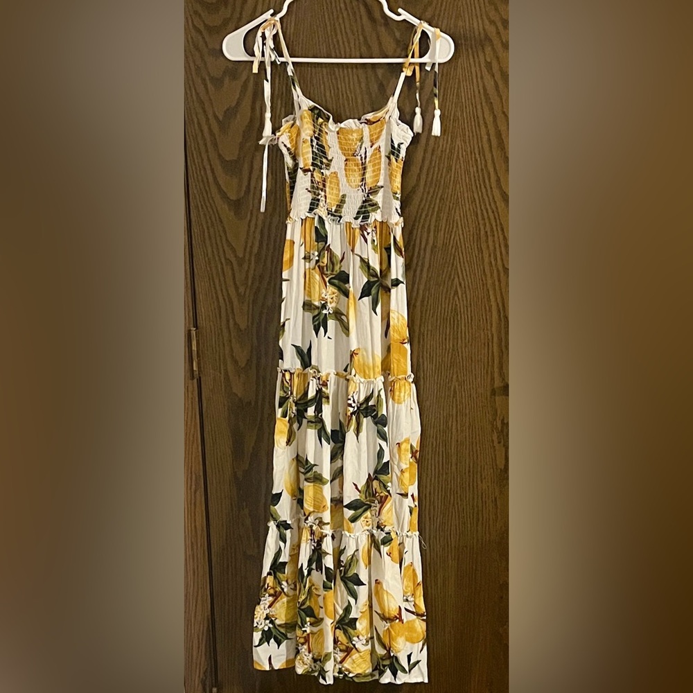 Blue Island Yellow and Green Floral Dress